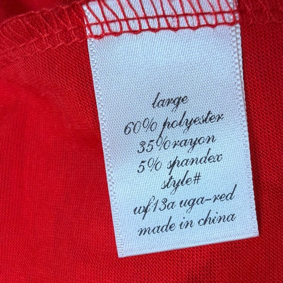 Blue Rain Red V Neck T Shirt Georgia Bulldogs UGA Sequin Logo Women's Large NWOT - Picture 7 of 8